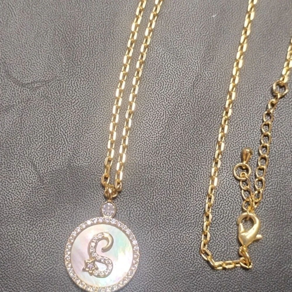 Gold Tone S Pendant Necklace